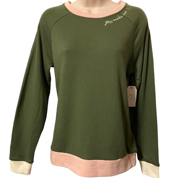 Ladies Graphic Monogramed Green and Peachy/Pink Sweatshirt - Picture 3 of 10